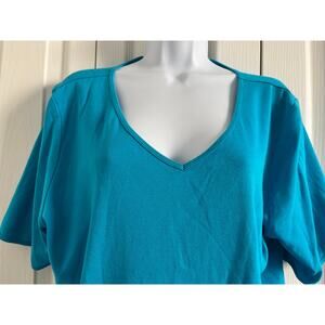 Chico’s the ultimate tee Women's V-Neck Short Sleeve Blue XLarge size 3 cotton